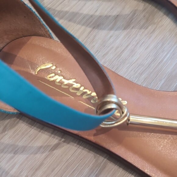 LINTERVALLE Gold and Teal Sandals - Picture 4 of 12